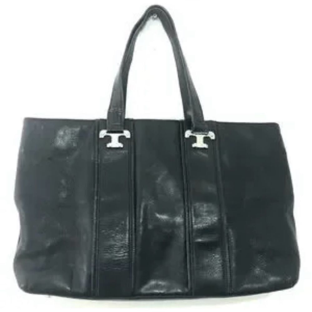 {Tory Burch} Lux T East West Nico Tote Pebbled Black
